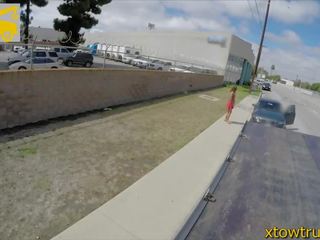 Curly hair rumaja blows tow truck driver