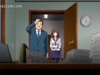 Anime girlfriend in school uniform blowing large putz
