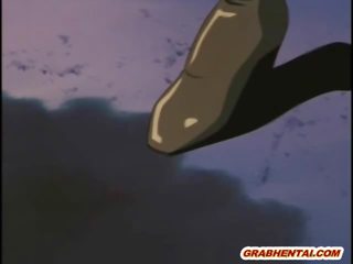Hentai young female caught and brutally drilled by tentacles monster