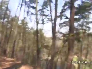 Blonde Czech amateur banged outdoor in public park