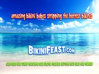 Polka dot bikini deity gets öl