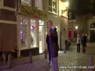 Happy turist finally gets his harlot in amsterdam