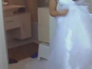 Mademoiselle 在 她的 婚禮 連衣裙 性交 硬