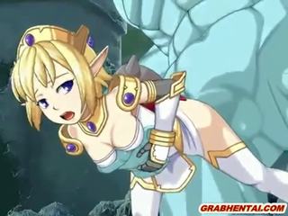 Perky hentai caught and fucked by monster manhood