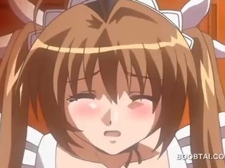 Modrý eyed anime pokojská sýkorka zkurvenej a velký klovaný pták