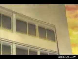 Hentai adoleshent enchantress në litarë kuçkë shpim i vështirë me një dildo
