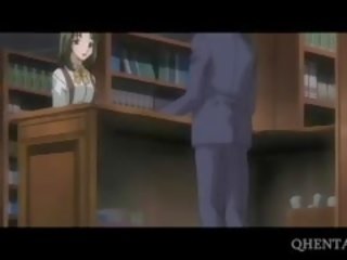 Hentai ms sucks professors pecker in library
