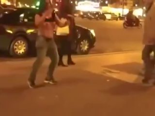 Drunk babe Strips In The Street