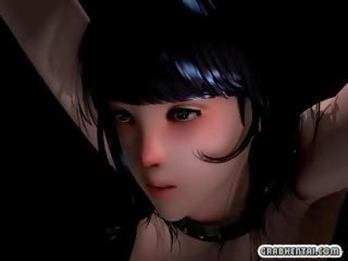 Chained 3D animated adolescent fingering pussy