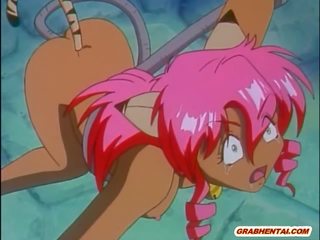 Furry anime outstanding drilled by snake monster
