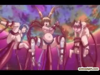 Gravid anime stunner fanget og gangbanged av tentacles