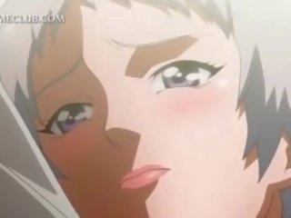 Shorthaired hentai sweetheart boobs teased by her grand gf