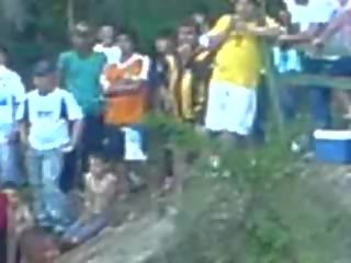 Edan latins having adult clip in the river while rest of the village looking show