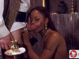 Marie Luv Deepthroating the pirates member HD Porn; anal, ebony, interracial, shaved, deep, pornstar,