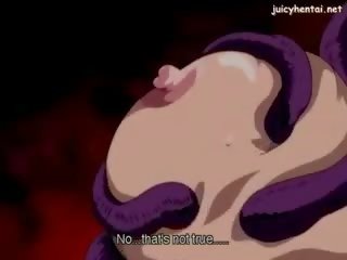 Tied up anime rammed by tentacles