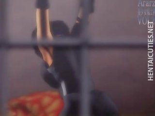 Charming 3D anime slave gets tied up