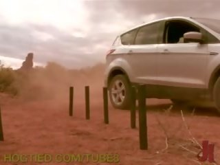 Tied up and exposed in the desert