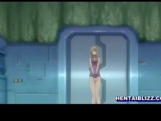 Hentai zonjë merr electric shocks dhe fucked nga bishë frog
