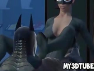 3D Cartoon Catwoman Sucks On Batman's Rock Hard cock