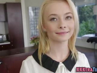Tiny blonde gets creamed