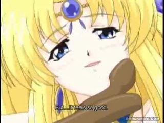 Blond anime perizada stuck in strong tentacles and gets stuffed in every hole
