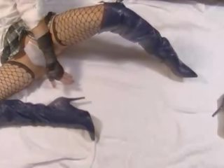 Cd in school forma teases & cums on her boot