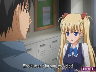 Bjonde hentai adoleshent në rroba banje