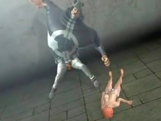 Big breasted hentai streetwalker gets cum shot on her big tits and back