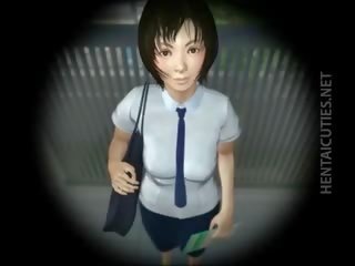 Delightful 3d anime lady gets künti rubbed