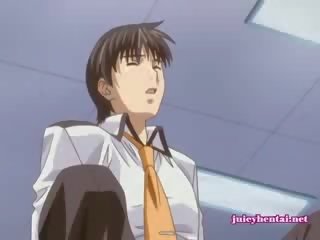 Anime divinity with huge breasts gets masturbated