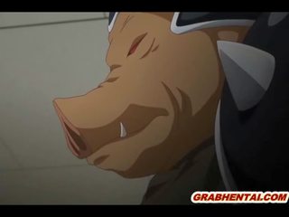 Attractive ýapon talyp brutally fucked by pig monstr