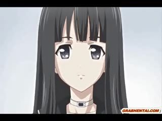 Prsatá hentai coed dostane shoved dildo a ruční dokud creampie