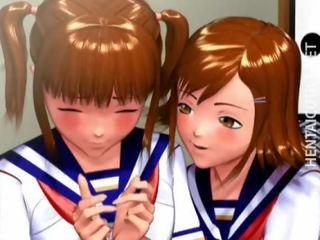 Two 3d hentaý schoolgirls gets nailed