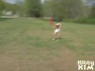 Sweety Teen beauty Kitty Kim Playing Baseball And Getting