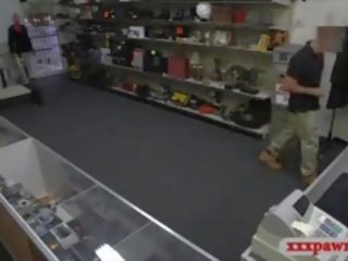 Perky waitress pawns her muff and fucked by pawn keeper