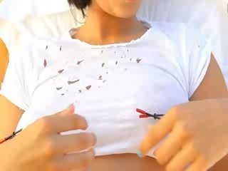 Bigtit maly torturing her titties