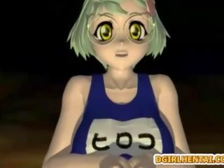 Erotický 3d hentai s pěkný kozičky groovy boj s netvor