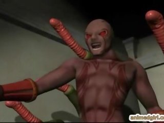 3d hentai fanget av tentacles og knullet av monster