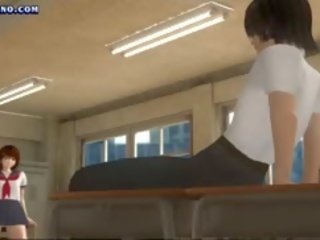 Attractive anime getting sikilen in class
