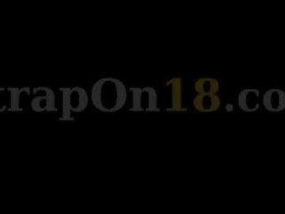Malinis at maayos strapon lesbians sa maskara naglalaro