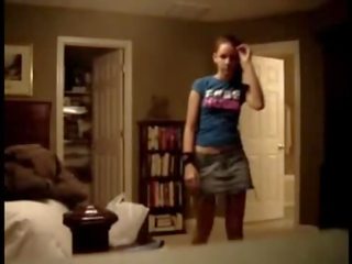Spycam records young woman in jins rok stripping