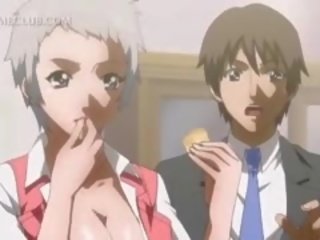 Shorthaired hentai cookie boobs teased by her marvellous gf