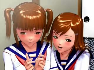 Two 3D Anime Schoolgirls Gets Nailed