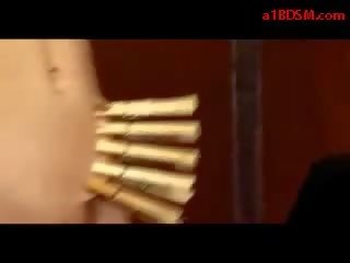 Lassie In Long Sock Tied Arms Tortured With shows Pussy Stimulated With Vibrator By healer In The Dungeon