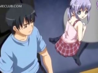 Shy Anime Doll In Apron Jumping Craving member In Bed
