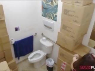 Tempting goddess fucked at the pawnshop for a big silver chain