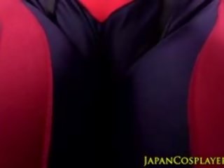Asian Cosplay enchantress As Asuka Langley Swallows