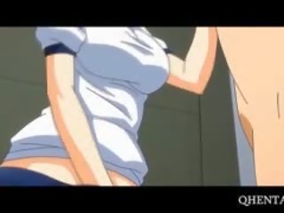 핑크 머리 애니메이션 학교 인형 먹는다 putz 에 무릎