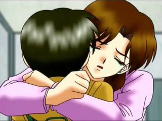 Hentaý gyz rubbing her bald quim in the