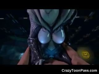 3D Creepy Alien sweetheart Rides Human Dick!